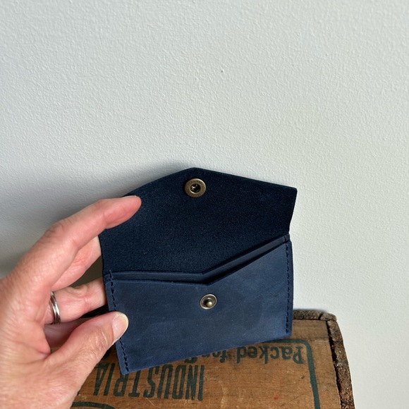 Portland Leather Mini Envelope Wallet in Deep Water - Picture 2 of 4